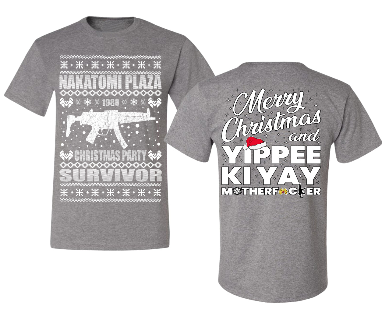 Nakatomi Plaza Christmas Party Survivor 1988 Ugly Christmas Front and Back Sweater Men's T-Shirt