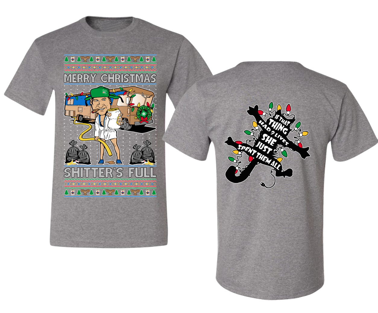 Merry Christmas Shitter's Full Ugly Christmas Front and Back Sweater Men's T-Shirt