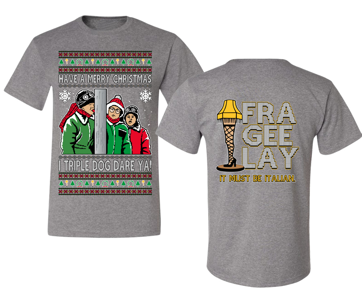 I Triple Dog Dare Ya Merry Story Ugly Christmas Front and Back Sweater Men's T-Shirt
