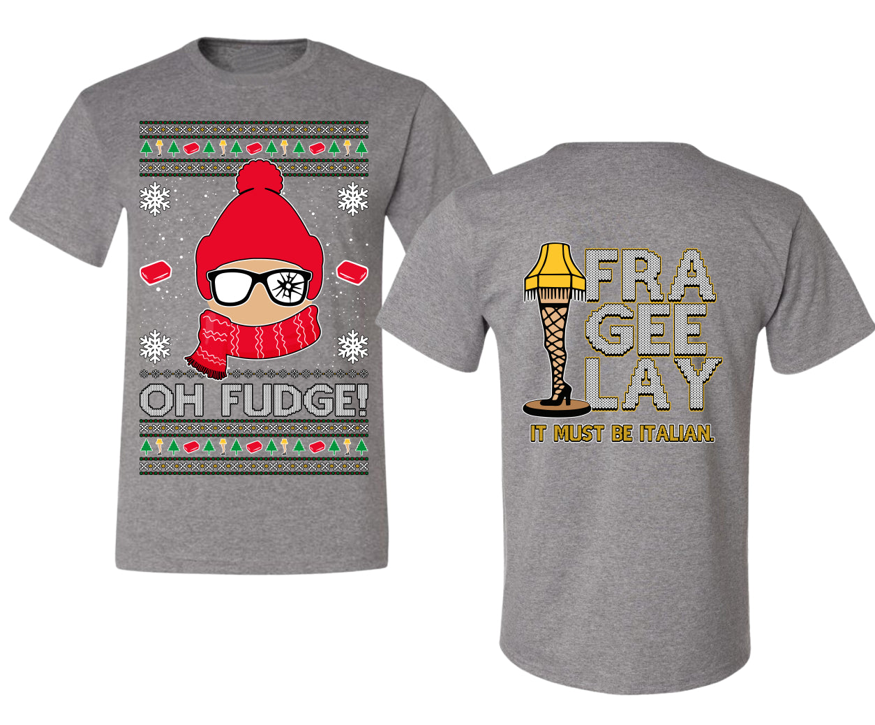 Oh Fudge Funny Story Ugly Christmas Front and Back Sweater Men's T-Shirt