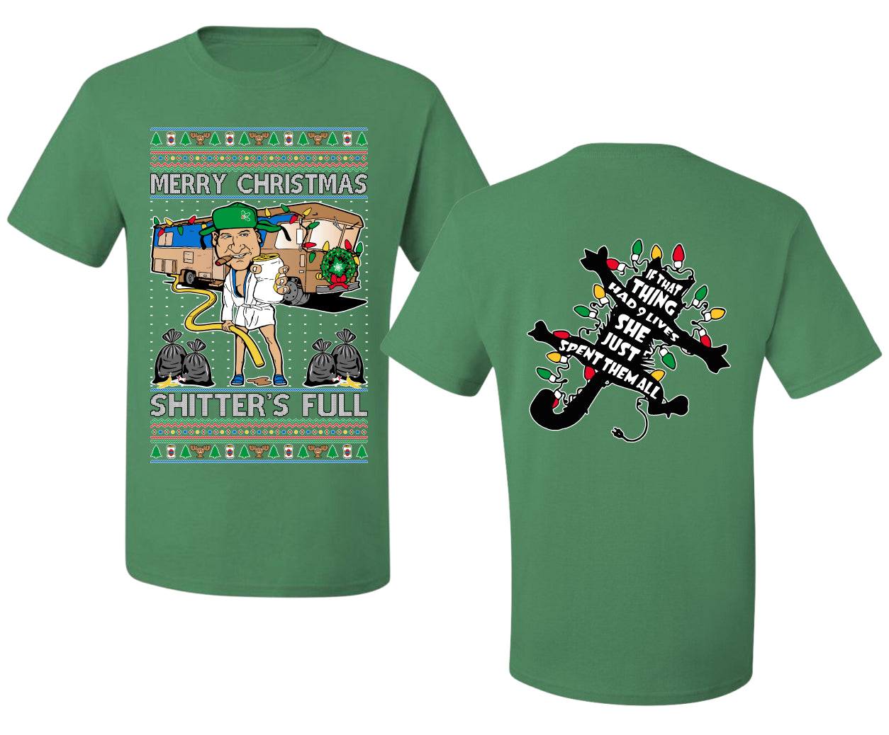 Merry Christmas Shitter's Full Ugly Christmas Front and Back Sweater Men's T-Shirt