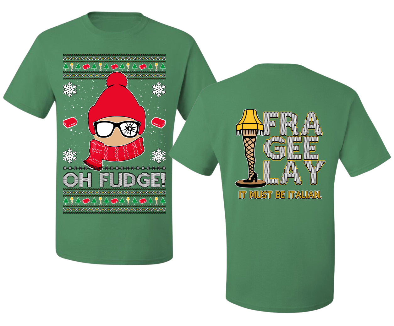 Oh Fudge Funny Story Ugly Christmas Front and Back Sweater Men's T-Shirt