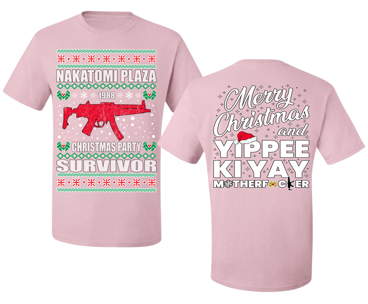 Christmas Party Survivor Nakatomi Plaza 1988 Ugly Christmas Front and Back Sweater Men's T-Shirt