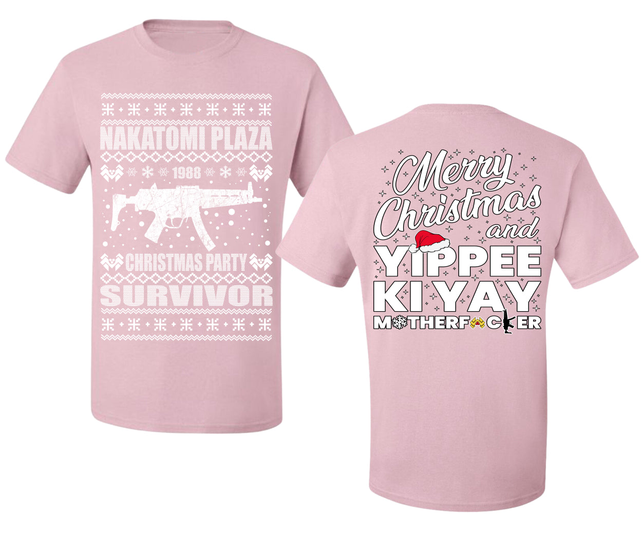 Nakatomi Plaza Christmas Party Survivor 1988 Ugly Christmas Front and Back Sweater Men's T-Shirt