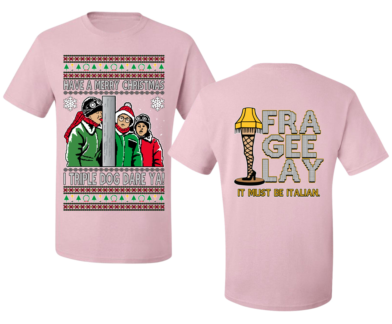 I Triple Dog Dare Ya Merry Story Ugly Christmas Front and Back Sweater Men's T-Shirt