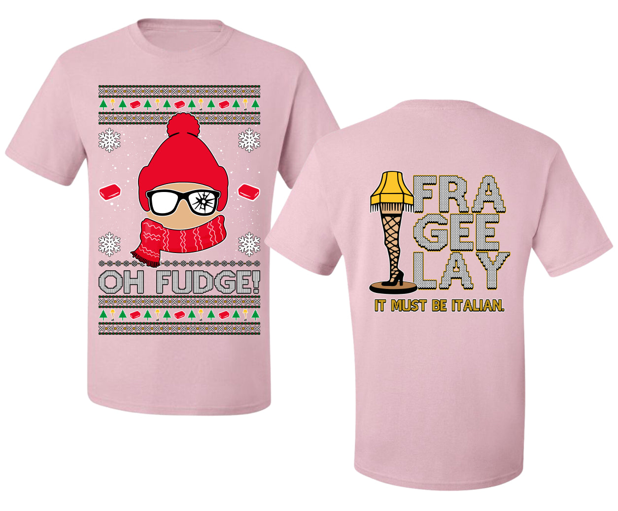 Oh Fudge Funny Story Ugly Christmas Front and Back Sweater Men's T-Shirt