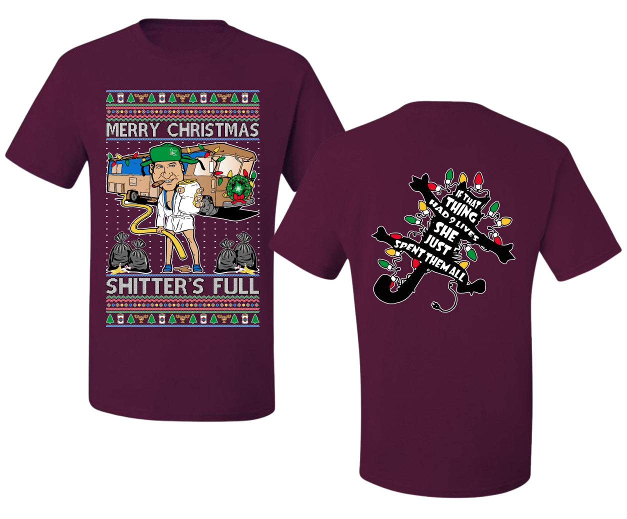Merry Christmas Shitter's Full Ugly Christmas Front and Back Sweater Men's T-Shirt
