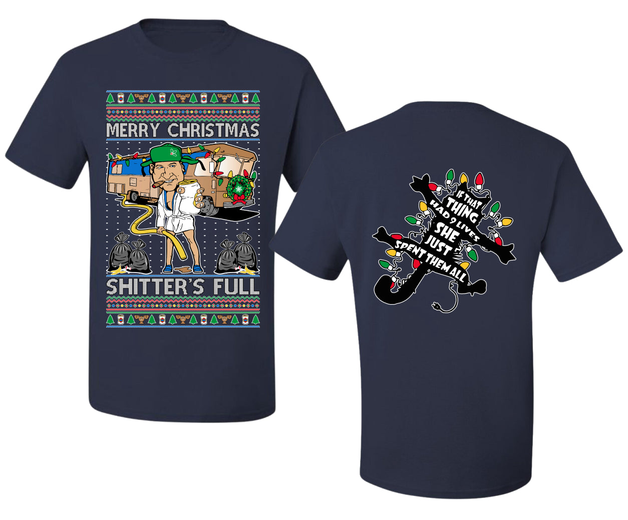 Merry Christmas Shitter's Full Ugly Christmas Front and Back Sweater Men's T-Shirt