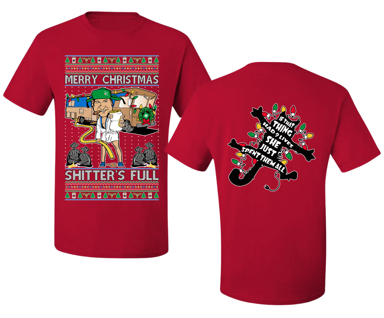 Merry Christmas Shitter's Full Ugly Christmas Front and Back Sweater Men's T-Shirt