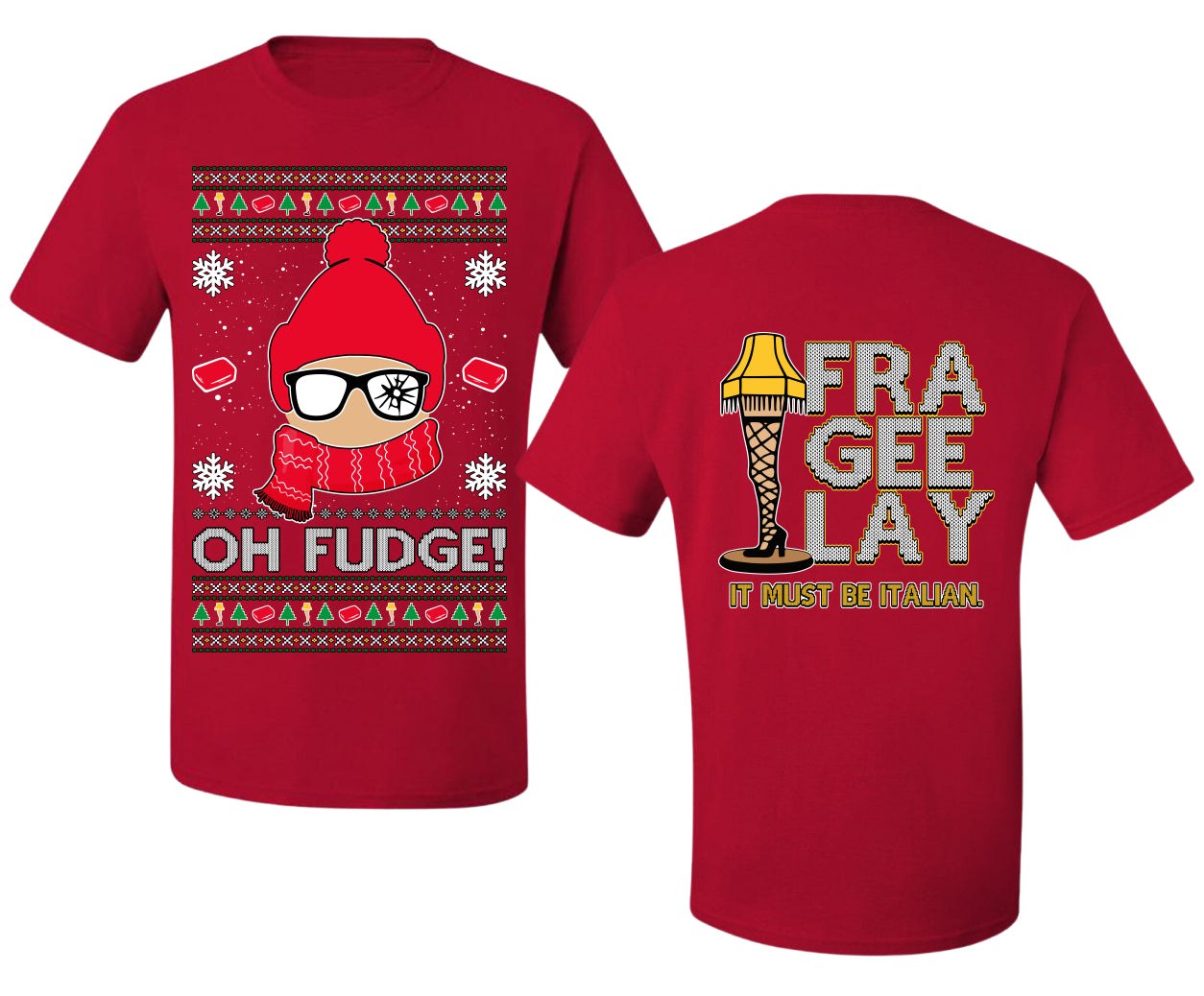 Oh Fudge Funny Story Ugly Christmas Front and Back Sweater Men's T-Shirt