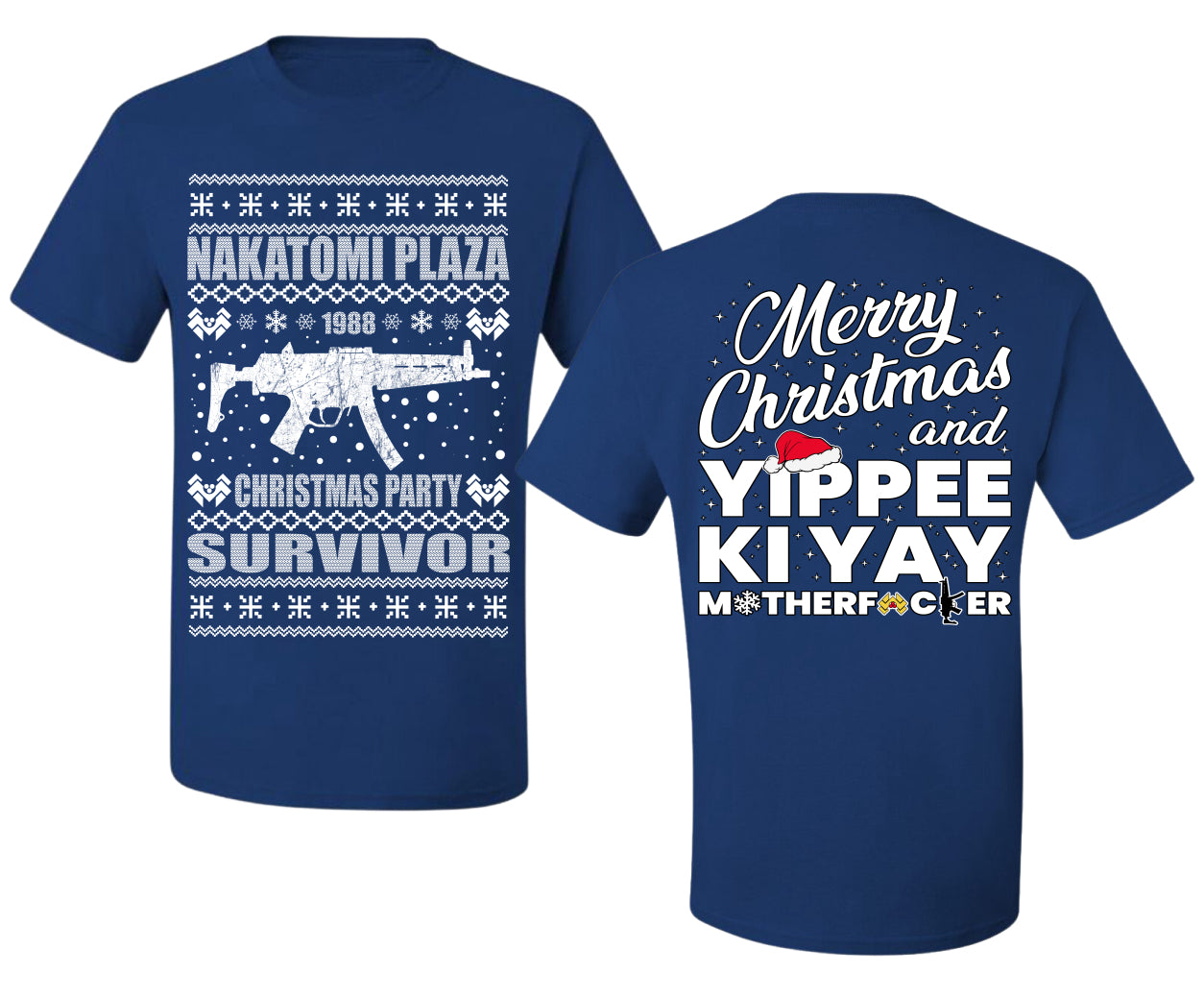 Nakatomi Plaza Christmas Party Survivor 1988 Ugly Christmas Front and Back Sweater Men's T-Shirt