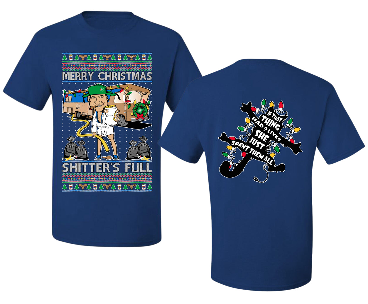 Merry Christmas Shitter's Full Ugly Christmas Front and Back Sweater Men's T-Shirt