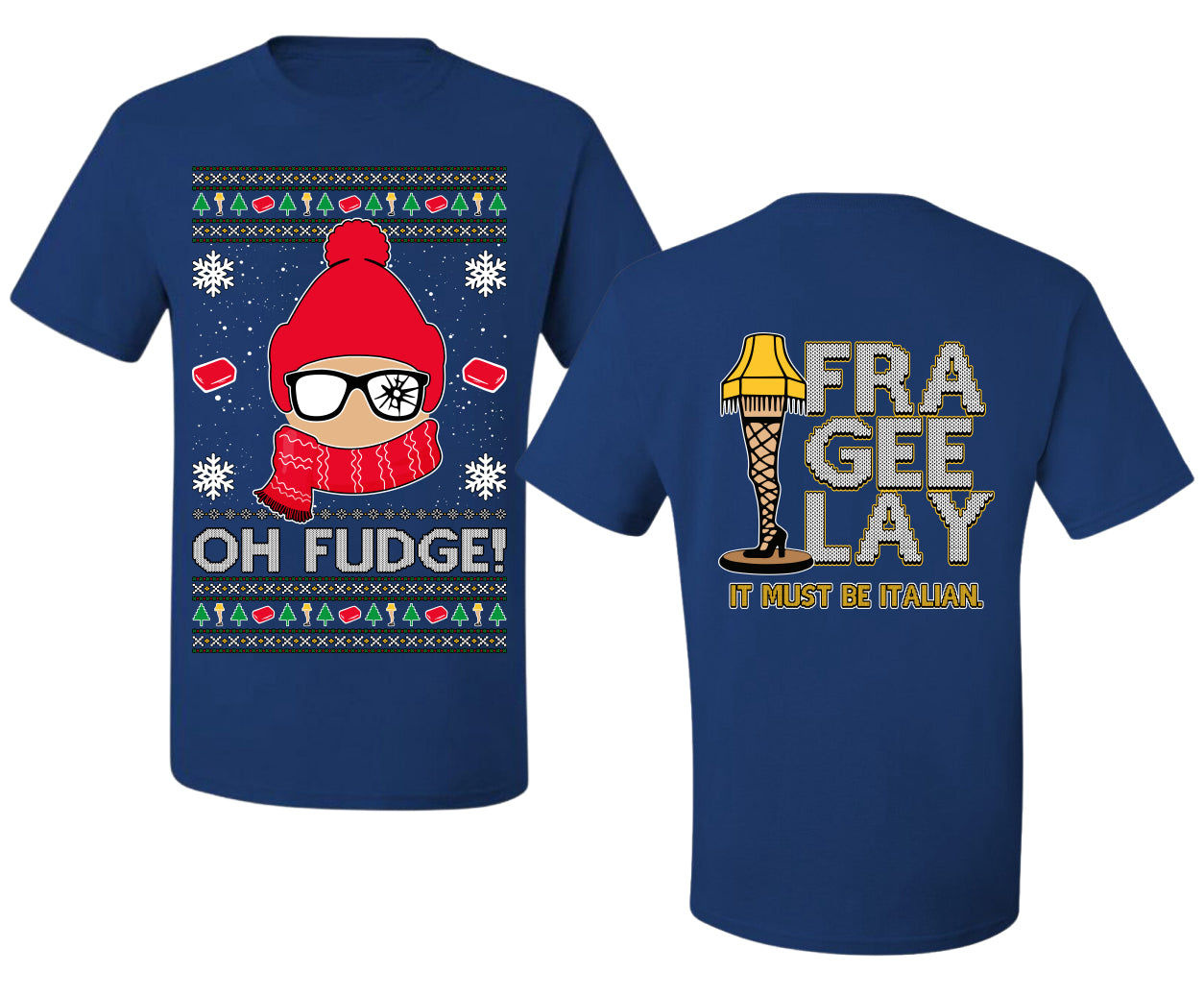 Oh Fudge Funny Story Ugly Christmas Front and Back Sweater Men's T-Shirt