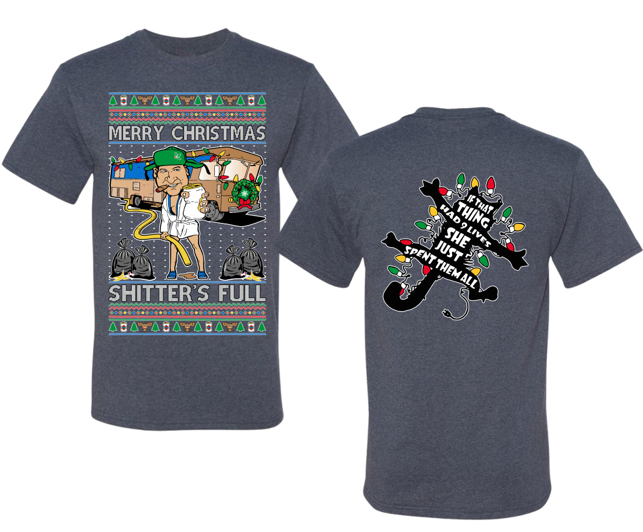 Merry Christmas Shitter's Full Ugly Christmas Front and Back Sweater Men's T-Shirt