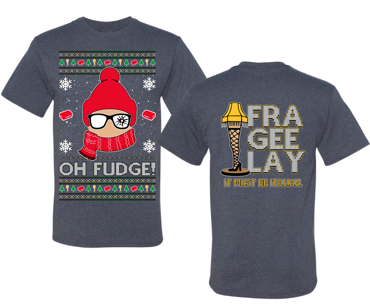 Oh Fudge Funny Story Ugly Christmas Front and Back Sweater Men's T-Shirt