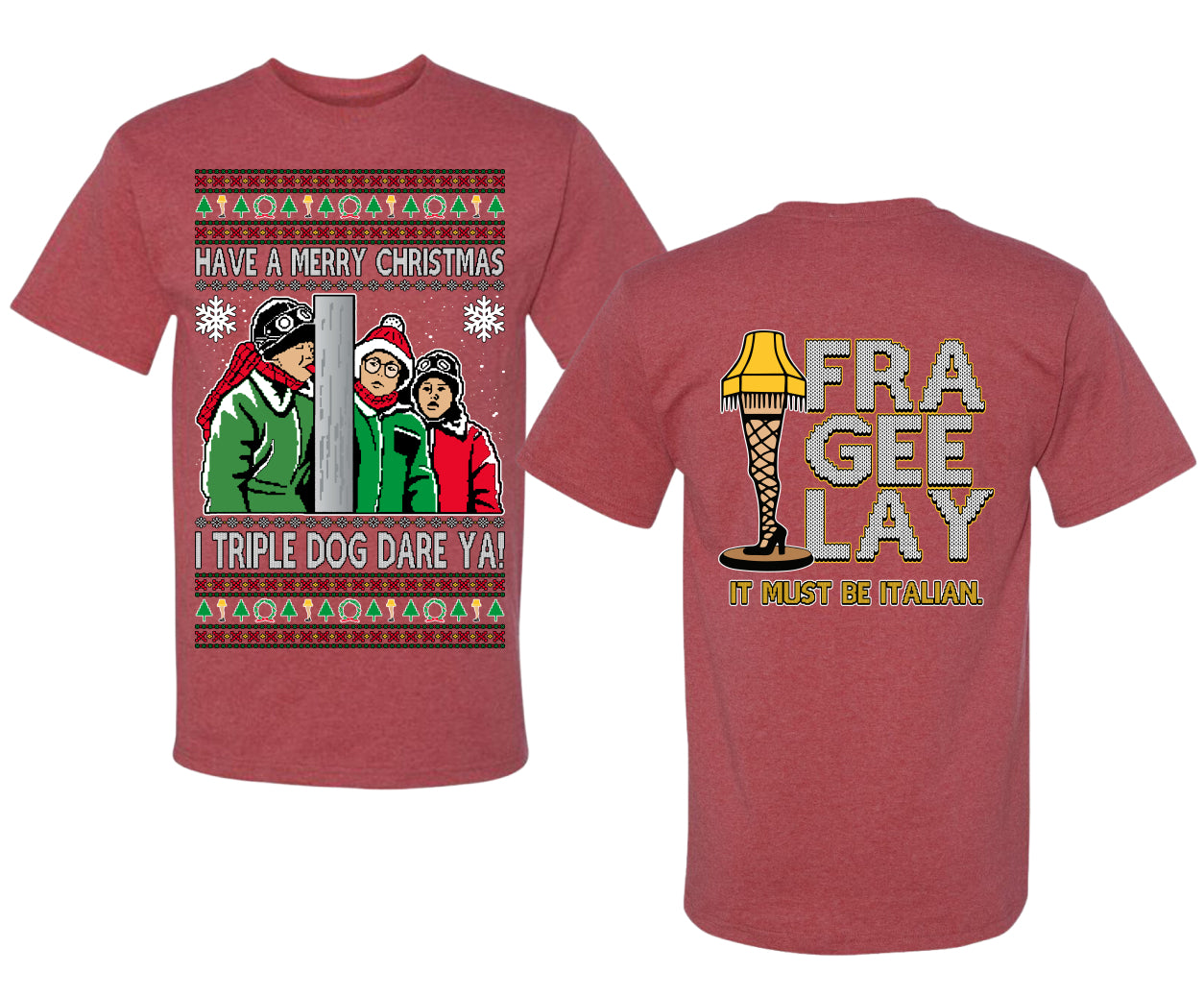 I Triple Dog Dare Ya Merry Story Ugly Christmas Front and Back Sweater Men's T-Shirt