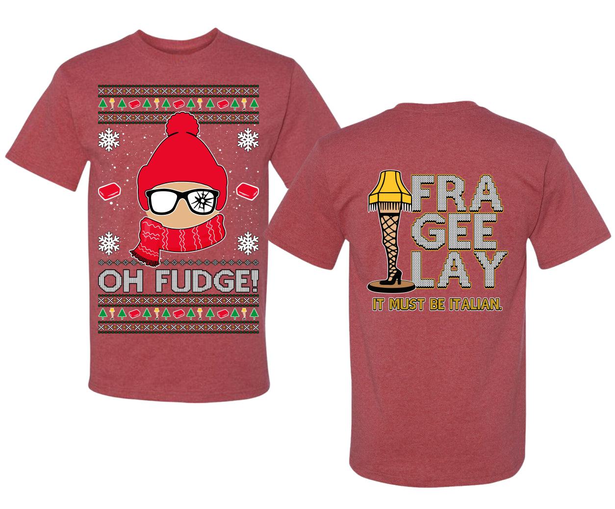 Oh Fudge Funny Story Ugly Christmas Front and Back Sweater Men's T-Shirt