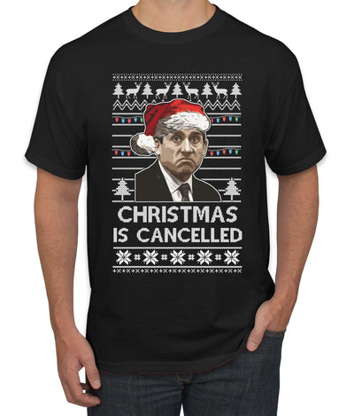 Christmas Is Cancelled Michael Scott Office Ugly Christmas Sweater Men's Graphic T-Shirt