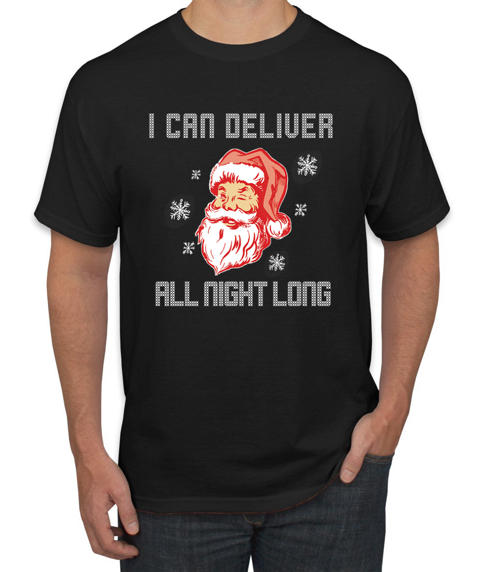 I Can Deliver All Night Long Santa Winking Christmas Men's Graphic T-Shirt