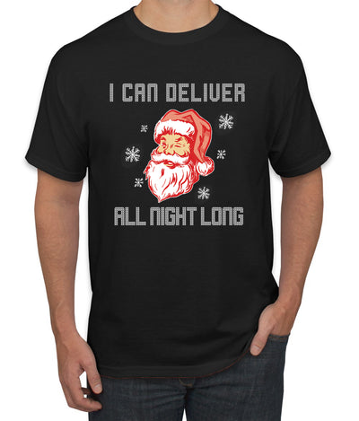 I Can Deliver All Night Long Santa Winking Christmas Men's Graphic T-Shirt