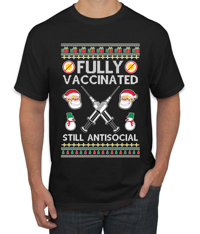 Fully Vaccinated Still Antisocial Ugly Christmas Sweater Men's Graphic T-Shirt