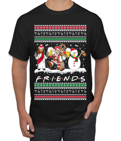 Santa Friends TV Parody Funny Characters Ugly Christmas Sweater Men's Graphic T-Shirt