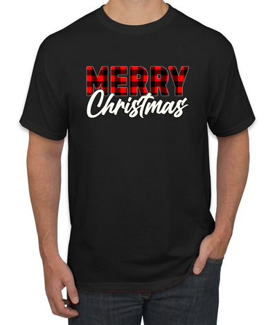 Merry Christmas Buffalo Plaid Christmas Men's Graphic T-Shirt