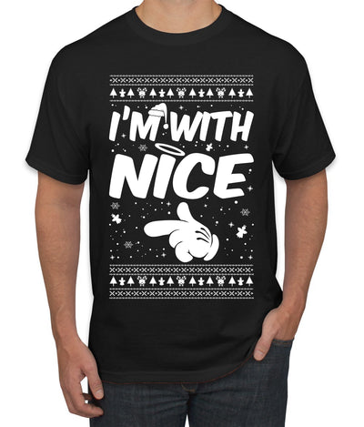 I'm With Nice Individual Couples Ugly Christmas Sweater Men's Graphic T-Shirt