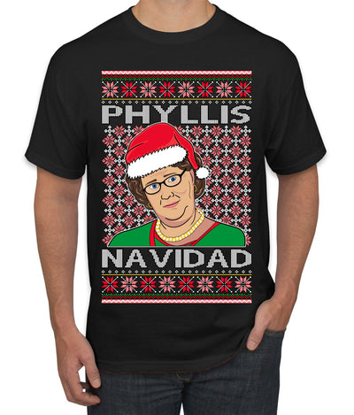 Office Phyllis Navidad Happy Holiday Ugly Christmas Sweater Men's T-Shirt