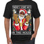 Black Santa Claus Gangster Bling Ho's In This House Ugly Christmas Sweater Men's Graphic T-Shirt