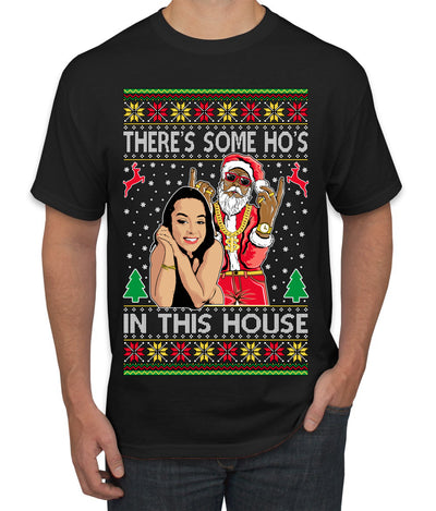 Santa the Plug Hos In This House  Ugly Christmas Sweater Men's T-Shirt