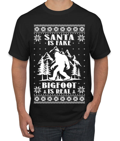 Santa Is Fake Bigfoot Is Real Ugly Christmas Sweater Men's T-Shirt