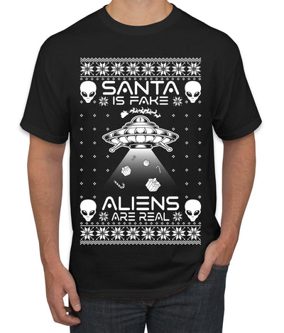 Santa Is Fake Aliens Are Real Ugly Christmas Sweater Men's T-Shirt