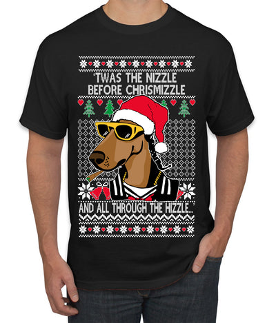 Twas The Nizzle Before Chrismizzle Gangster Dogg Rapper Ugly Christmas Sweater Men's T-Shirt