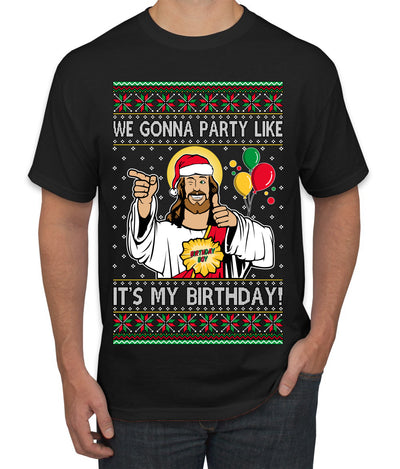Gonna Party Like It's My Birthday Jesus Ugly Christmas Sweater Men's T-Shirt