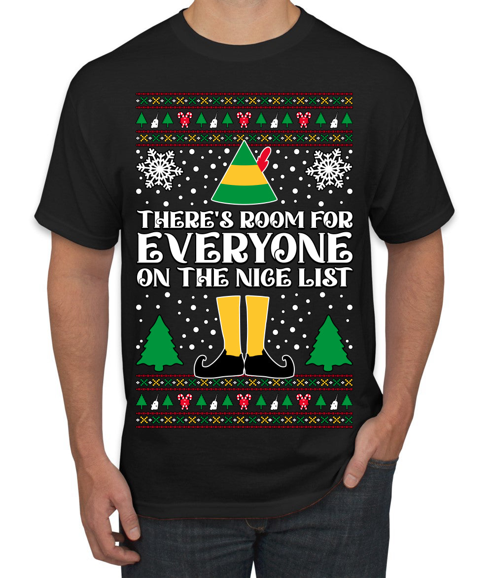 Room For Everyone On The Nice List Christmas Movie Quote  Ugly Christmas Sweater Men's T-Shirt