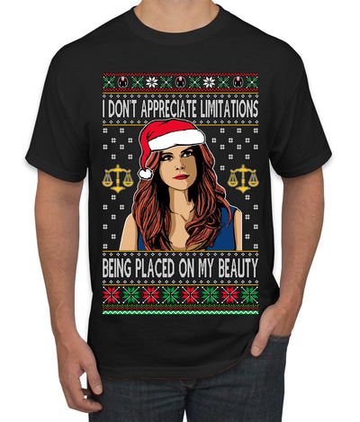 Don't Appreciate Limitations Being Placed Donna TV Show Parody Ugly Christmas Sweater Men's T-Shirt
