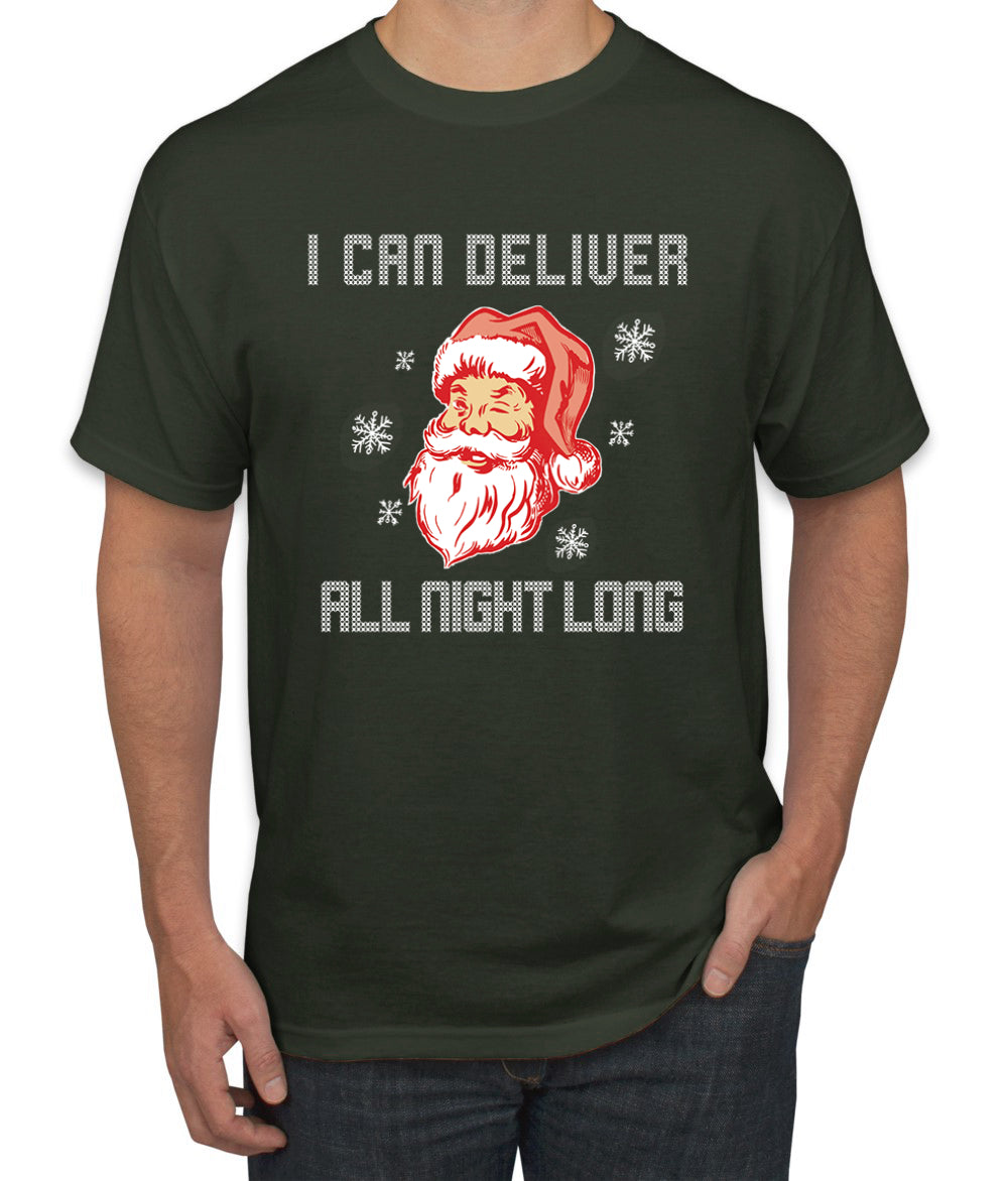 I Can Deliver All Night Long Santa Winking Christmas Men's Graphic T-Shirt