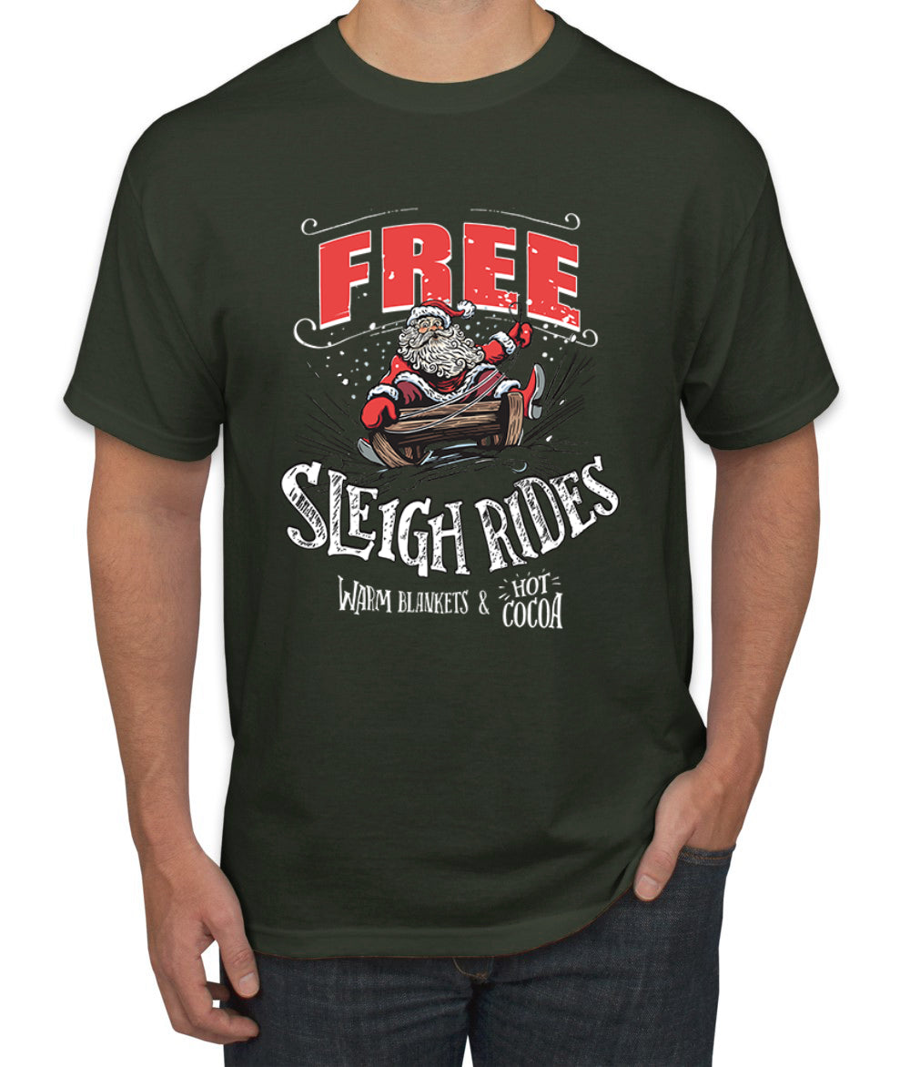 Free Sleigh Rides Warm Blankets & Hot Cocoa Christmas Men's Graphic T-Shirt