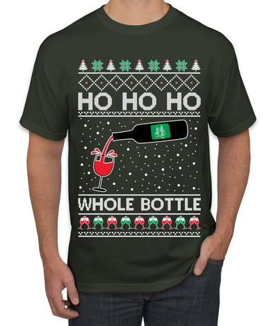 Ho Ho Ho Whole Bottle Wine Spirits Ugly Christmas Sweater Men's T-Shirt