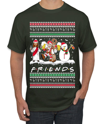 Santa Friends TV Parody Funny Characters Ugly Christmas Sweater Men's Graphic T-Shirt