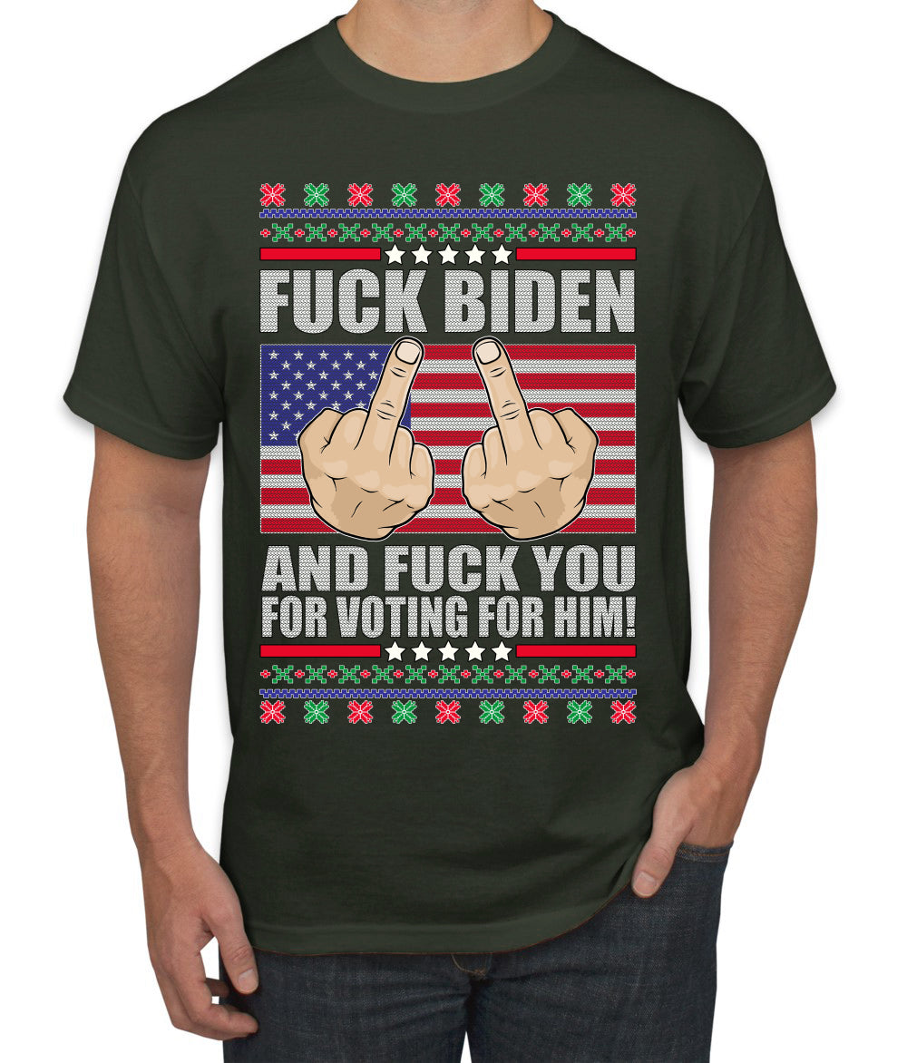 Fuck Biden and Fuck You For Voting For Him Christmas Men's Graphic T-Shirt