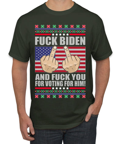 Fuck Biden and Fuck You For Voting For Him Christmas Men's Graphic T-Shirt