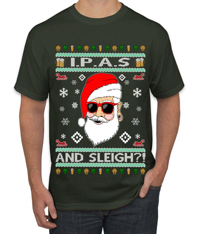 Original Hipster IPAs and Sleigh?!  Ugly Christmas Sweater Men's Graphic T-Shirt