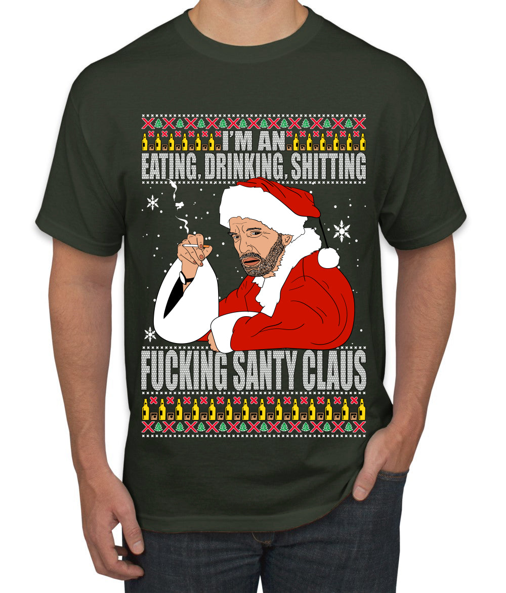 Bad Santa Fucking Santy Claus Ugly Christmas Sweater Men's Graphic T-Shirt