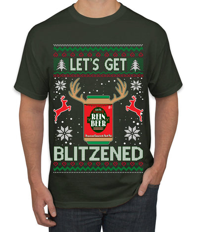 Let's Get Blitzened Rein Beer Ugly Christmas Sweater Men's Graphic T-Shirt