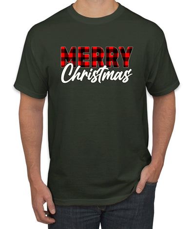 Merry Christmas Buffalo Plaid Christmas Men's Graphic T-Shirt