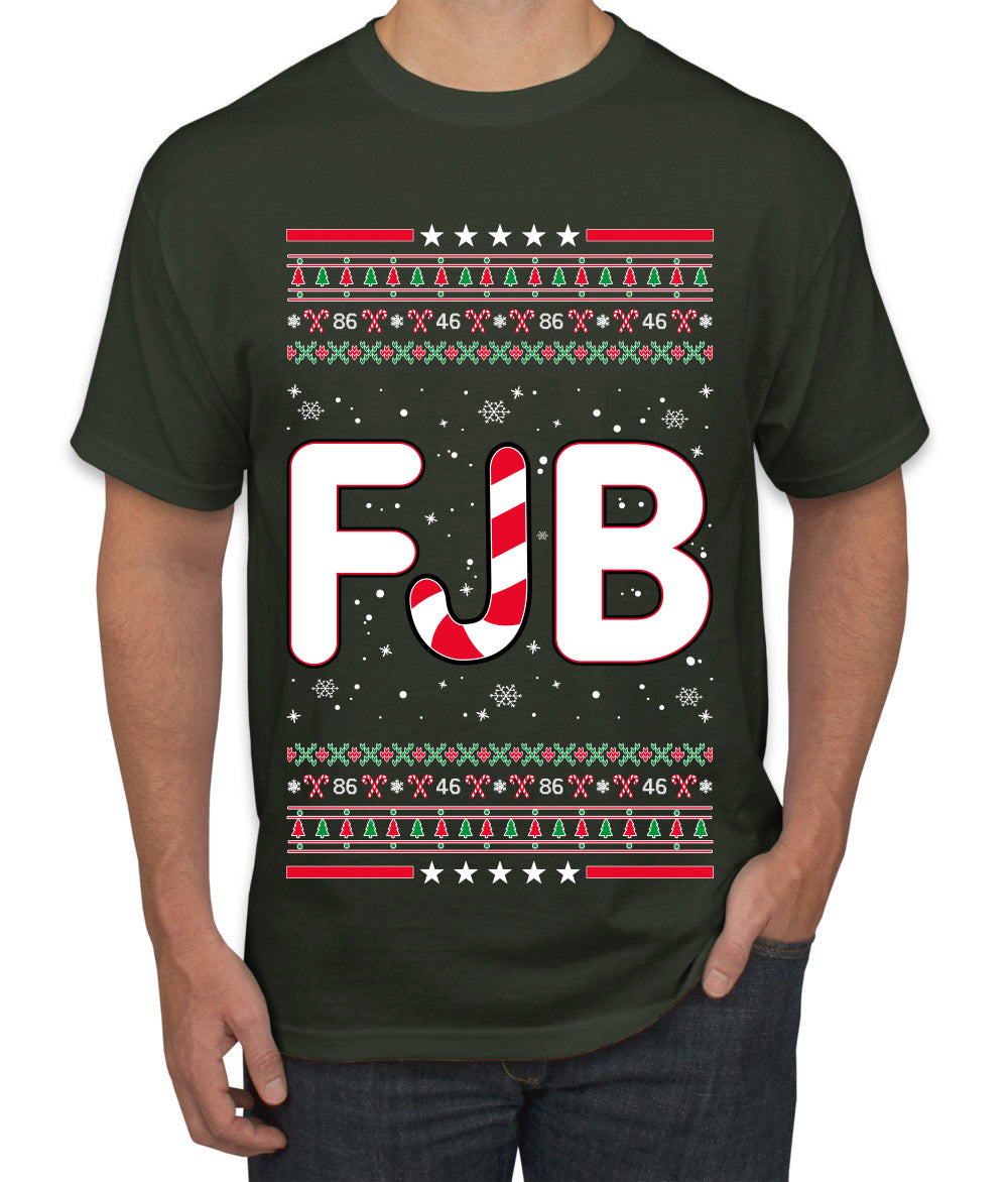 FJB Let's Go Brandon Chant Candy Cane Ugly Christmas Sweater Men's Graphic T-Shirt