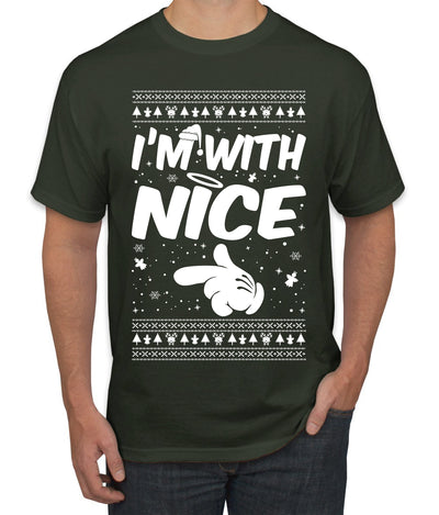 I'm With Nice Individual Couples Ugly Christmas Sweater Men's Graphic T-Shirt