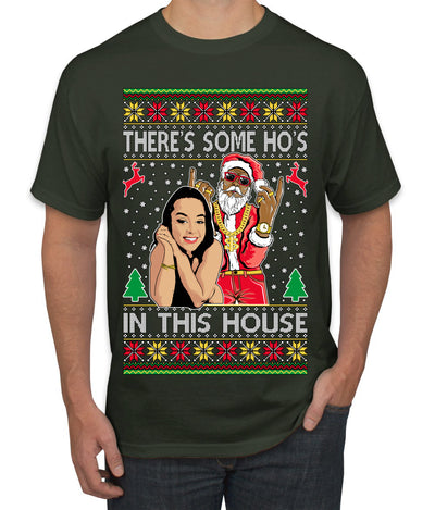 Santa the Plug Hos In This House  Ugly Christmas Sweater Men's T-Shirt